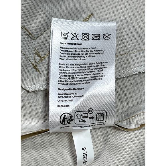 Rains Sz M Unisex Long Rain Jacket Tan Hood Pockets Minimalist Breathable Chic - Picture 15 of 16